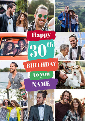 Happy 30th Birthday 10 Photo Card