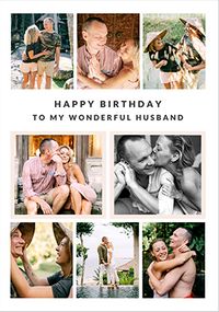 Tap to view Wonderful Husband 8 Photo Birthday Card
