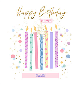 Birthday Candles Square Personalised Card