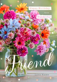 Tap to view Wonderful Friend Photographic Floral Birthday Card