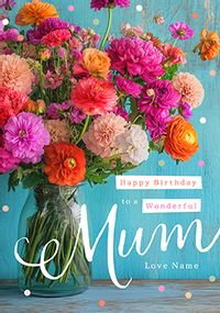 Tap to view Wonderful Mum Photographic Floral Birthday Card