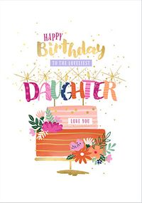 Tap to view Happy Birthday Daughter Floral Cake Card