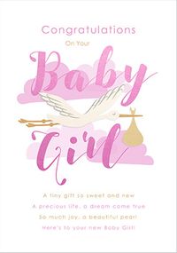 Tap to view New Baby Girl Congratulations Verse Card