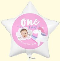 Tap to view One Today Personalised Unicorn Birthday Photo Balloon