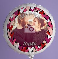 Tap to view Personalised Photo Balloon - Love Hearts Border