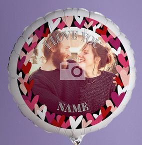 Personalised Photo Balloon - Love Hearts Border