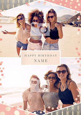 Cancer Research Happy Birthday 2 photo personalised Card