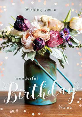 Cancer Research Birthday Flowers personalised Card