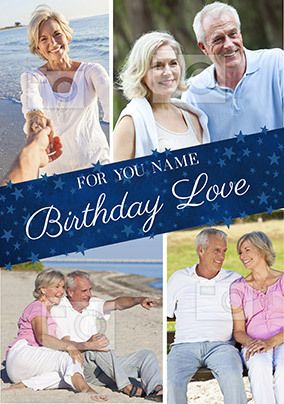 Cancer Research Birthday Love 4 photo personalised Card