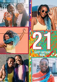 Tap to view 21 Happy Birthday 5 Photo Card