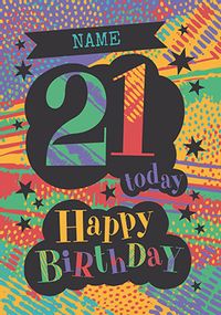 Tap to view 21 Today Happy Birthday Pattern Personalised Card