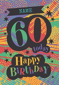 Tap to view 60 Today Happy Birthday Pattern Personalised Card