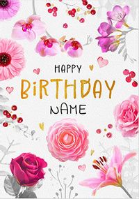 Tap to view Happy Birthday Personalised Floral Card