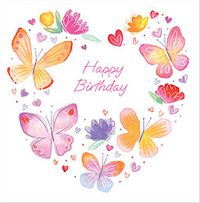 Tap to view Butterflies Heart Birthday Card