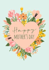 Tap to view Cancer Research Heart Flowers Mother's Day Card